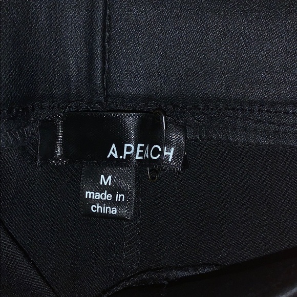 A. Peach high waist leatherette legging - Picture 4 of 4